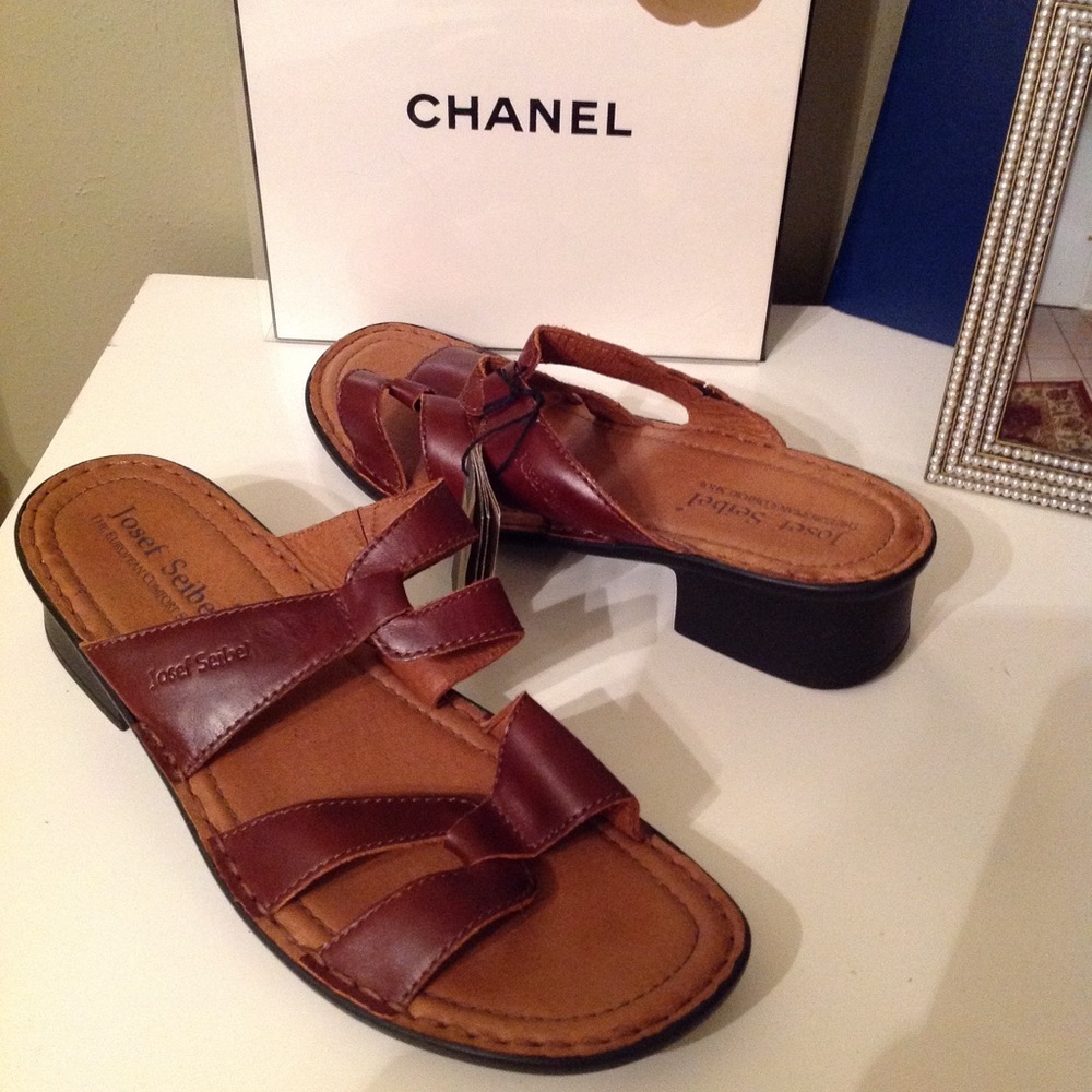 Josef Seibel Brown slide Sandals low Heel Size 41